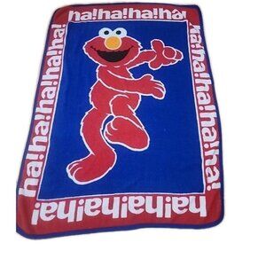 Vintage Sesame Street Elmo Fleece Blanket 90’s Red /Blue 44” X 60” Tickle Me Ha!